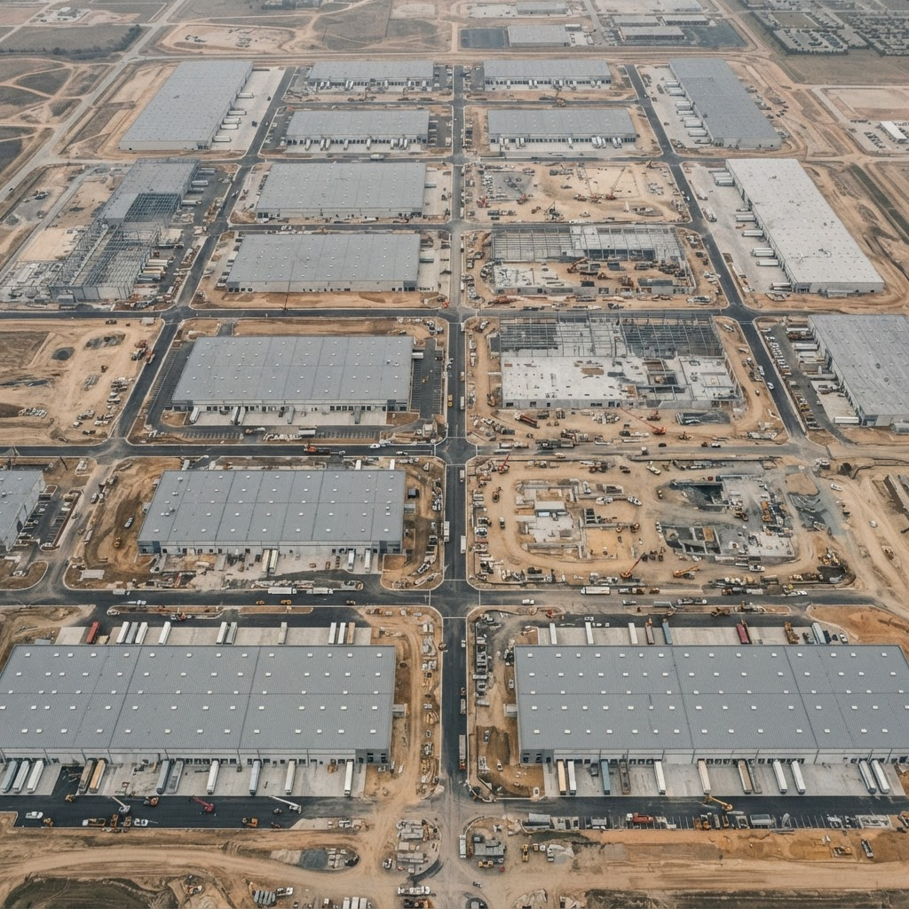 Aerial view of a commercial real estate portfolio